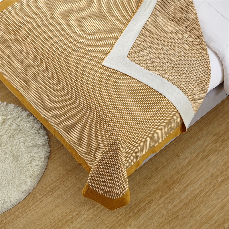 Christiana Yellow Acrylic 50x60 Inches Two Tone Soft Knit Throw Blanket