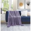 Margo Purple Acrylic 50x60 Inches Wool-like 4 Corner Tassel Knit Throw Blanket