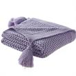 Margo Purple Acrylic 50x60 Inches Wool-like 4 Corner Tassel Knit Throw Blanket