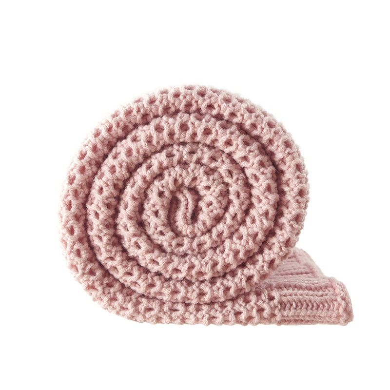Margo Blush Acrylic 50x60 Inches Wool-like 4 Corner Tassel Knit Throw Blanket