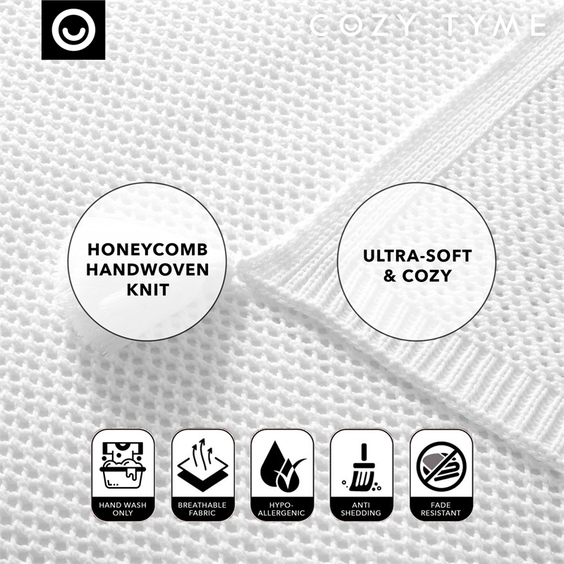 Margo White Acrylic 50x60 Inches Wool-like 4 Corner Tassel Knit Throw Blanket
