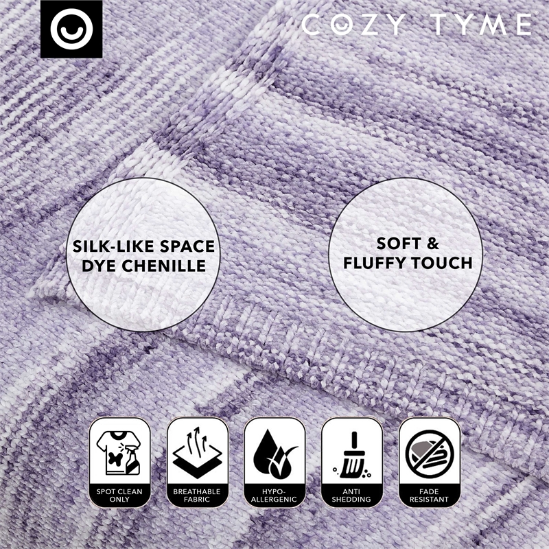 Mayra Purple Polyester 50x60 Space Dye Chenille Cozy and Lightweight Knit Throw