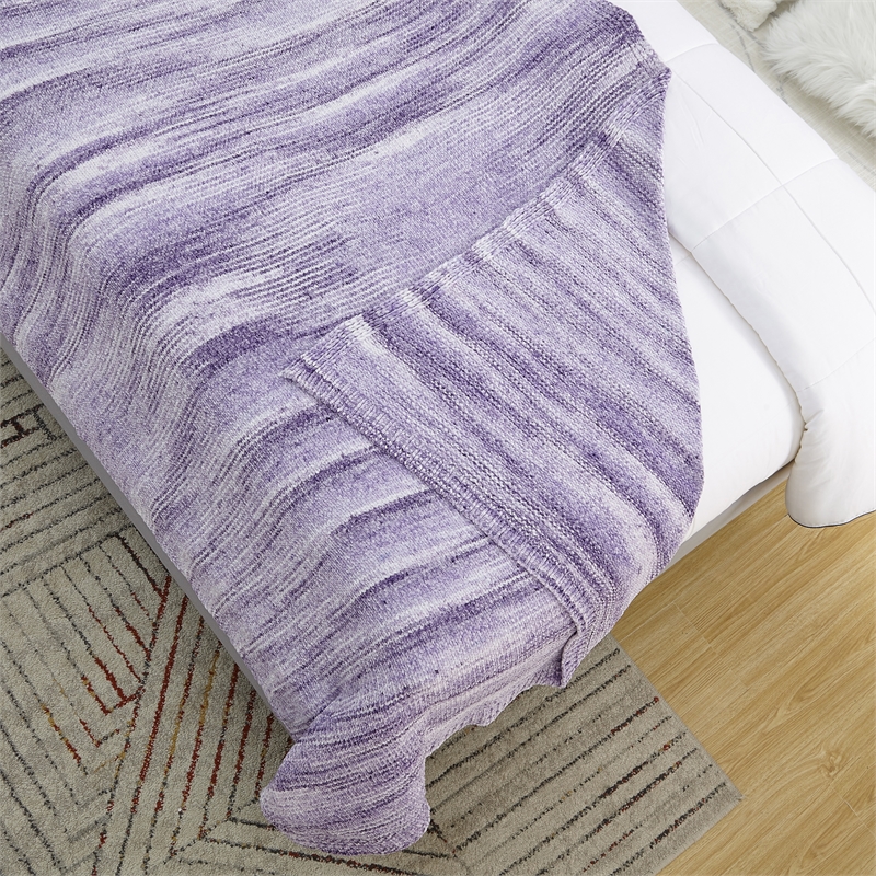 Mayra Purple Polyester 50x60 Space Dye Chenille Cozy and Lightweight Knit Throw