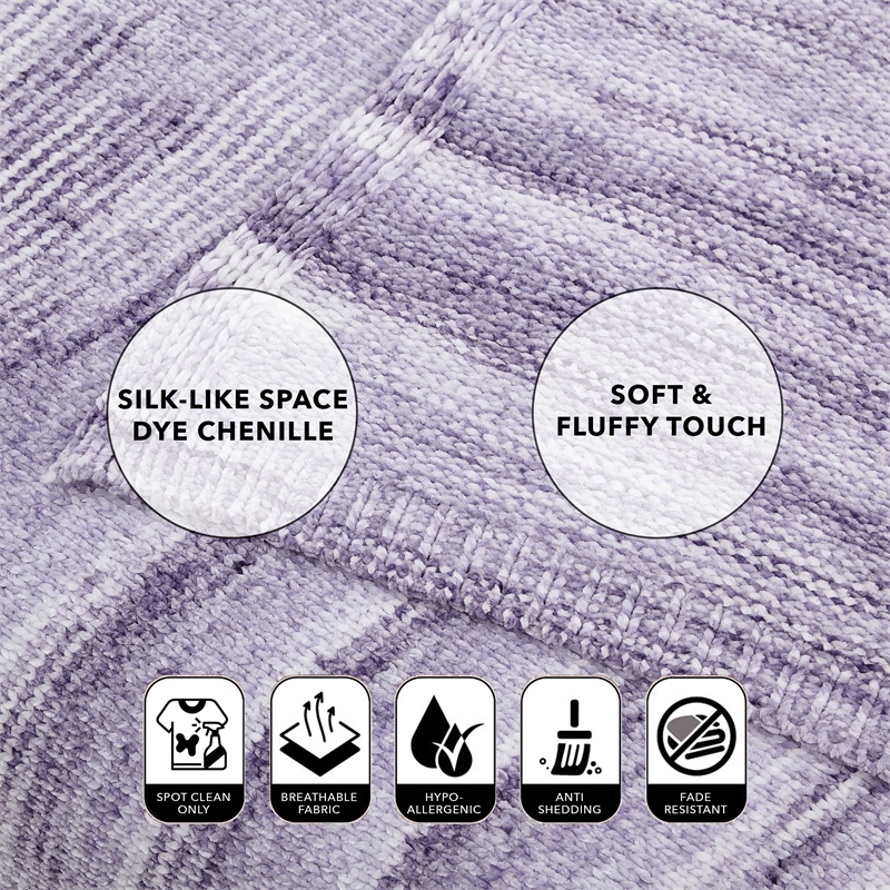 Mayra Purple Polyester 50x60 Space Dye Chenille Cozy and Lightweight Knit Throw
