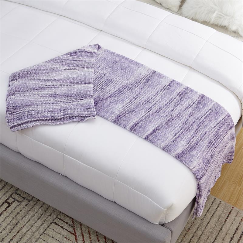 Mayra Purple Polyester 50x60 Space Dye Chenille Cozy and Lightweight Knit Throw