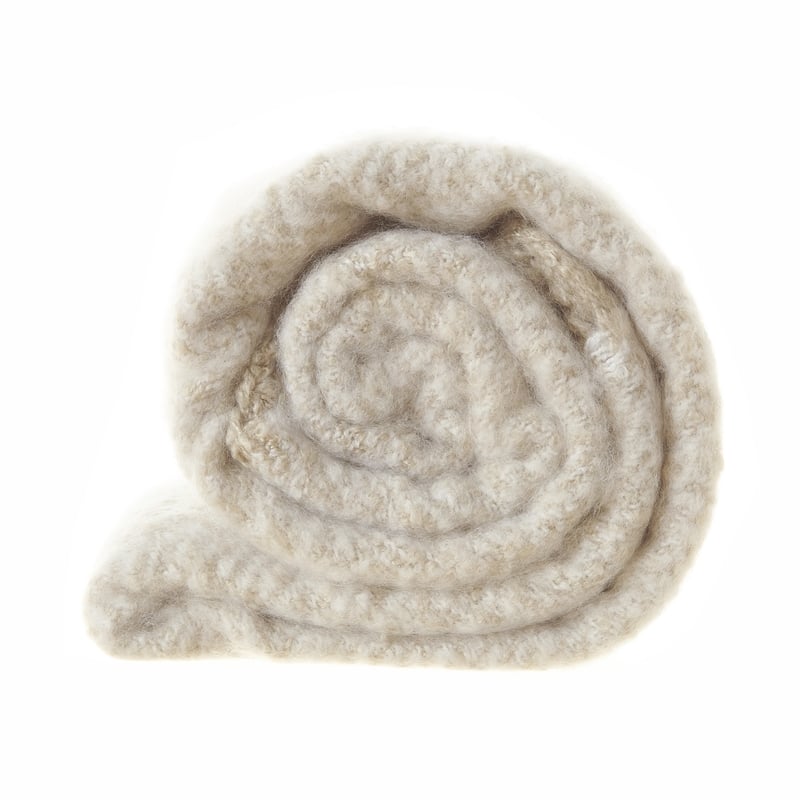 Krish Sand Acrylic 50x60 Inches Faux Mohair Tassels Knit Throw Blanket