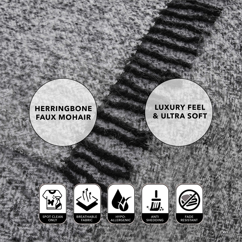 Krish Black Acrylic 50x60 Inches Faux Mohair Tassels Knit Throw Blanket