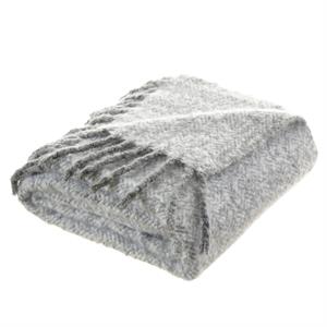 Krish Light Grey Acrylic 50x60 Inches Faux Mohair Tassels Knit Throw Blanket