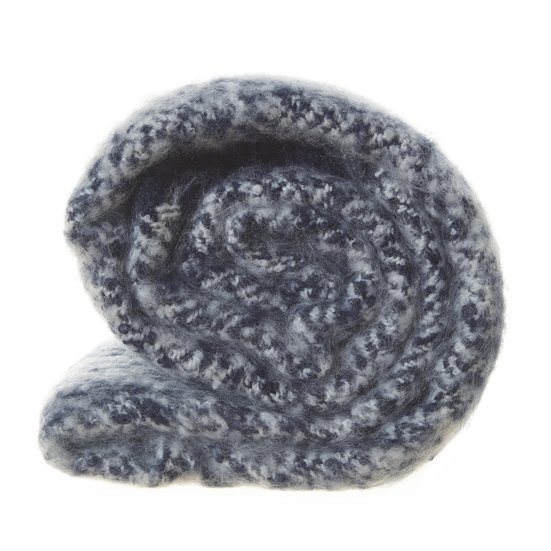Krish Navy Acrylic 50x60 Inches Faux Mohair Tassels Knit Throw Blanket