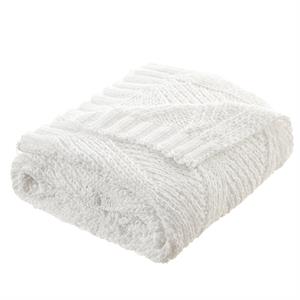 Gilberto White Polyester 50x60 Inches Chenille Texture Cozy Knit Throw Blanket