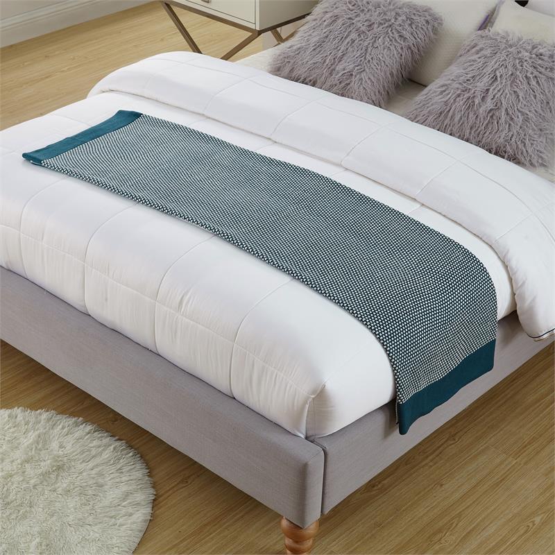 Christiana Teal Acrylic 50x60 Inches Two Tone Soft Knit Throw Blanket