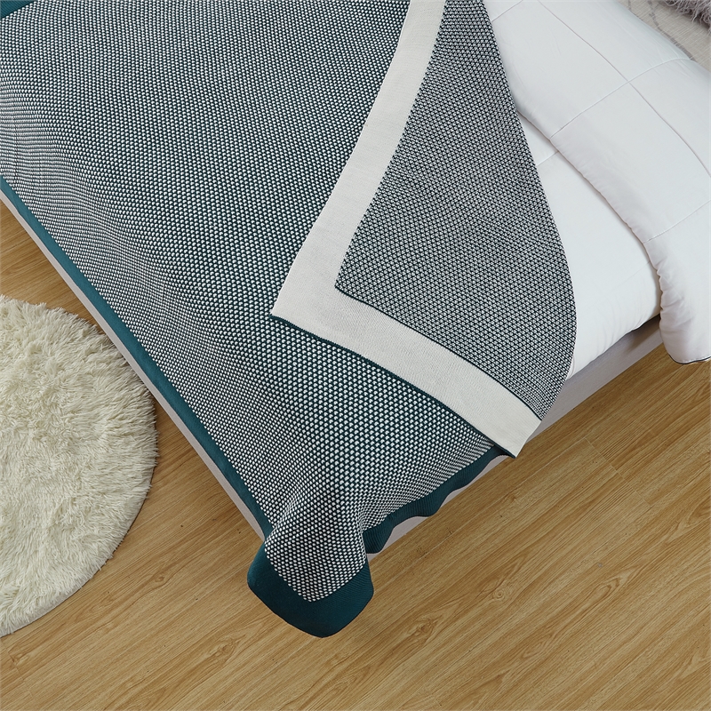 Christiana Teal Acrylic 50x60 Inches Two Tone Soft Knit Throw Blanket