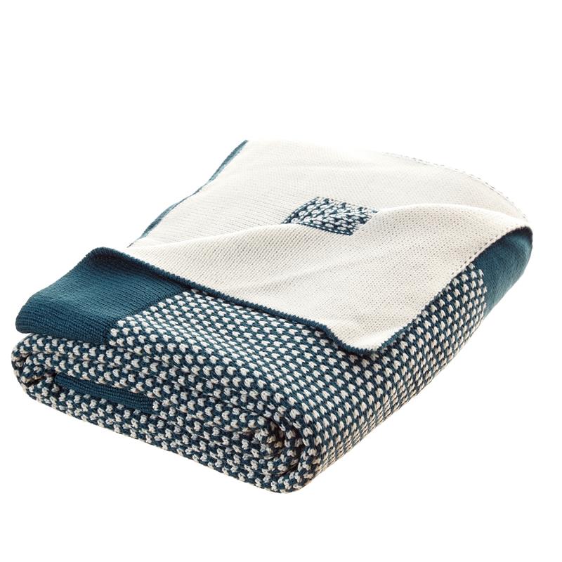 Christiana Teal Acrylic 50x60 Inches Two Tone Soft Knit Throw Blanket