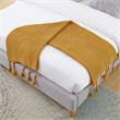 Tianna Yellow Acrylic 50x60 Inches Wool-like Tassels Knit Throw Blanket