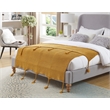 Tianna Yellow Acrylic 50x60 Inches Wool-like Tassels Knit Throw Blanket