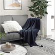 Tianna Navy Acrylic 50x60 Inches Wool-like Tassels Knit Throw Blanket