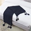 Tianna Navy Acrylic 50x60 Inches Wool-like Tassels Knit Throw Blanket