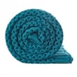 Margo Teal Acrylic 50x60 Inches Wool-like 4 Corner Tassel Knit Throw Blanket