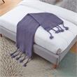 Tianna Purple Acrylic 50x60 Inches Wool-like Tassels Knit Throw Blanket