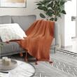 Tianna Rust Acrylic 50x60 Inches Wool-like Tassels Knit Throw Blanket