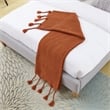 Tianna Rust Acrylic 50x60 Inches Wool-like Tassels Knit Throw Blanket