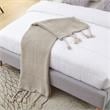 Tianna Sand Acrylic 50x60 Inches Wool-like Tassels Knit Throw Blanket