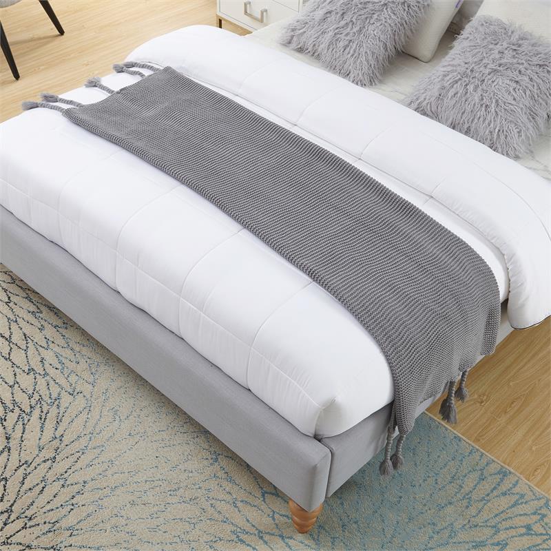 Tianna Grey Acrylic 50x60 Inches Wool-like Tassels Knit Throw Blanket