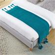 Tianna  Teal Acrylic 50x60 Inches Wool-like Tassels Knit Throw Blanket