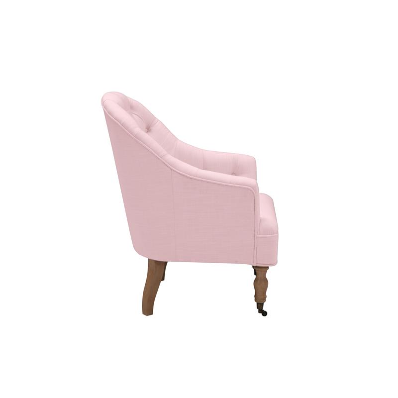 Jamiyah Accent Chair Pink Linen Upholstered Curved Back