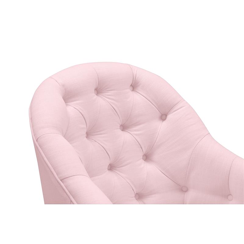Jamiyah Accent Chair Pink Linen Upholstered Curved Back