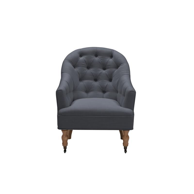 Jamiyah Accent Chair Dark Gray Linen Upholstered Curved Back