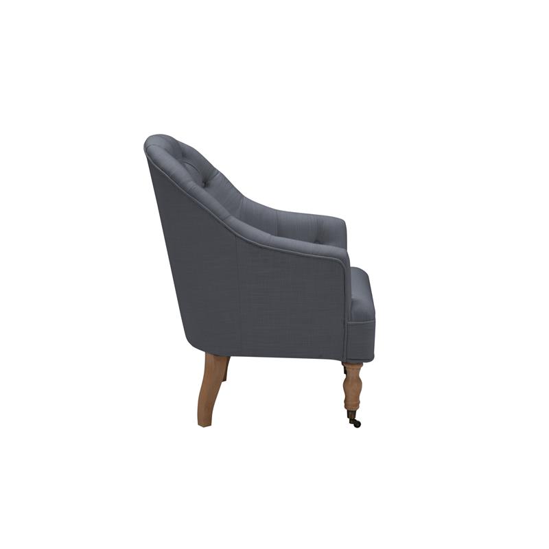 Jamiyah Accent Chair Dark Gray Linen Upholstered Curved Back