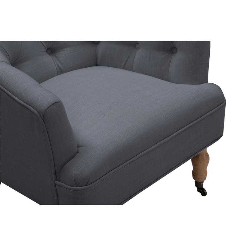 Jamiyah Accent Chair Dark Gray Linen Upholstered Curved Back