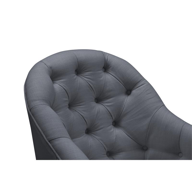 Jamiyah Accent Chair Dark Gray Linen Upholstered Curved Back