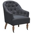 Jamiyah Accent Chair Dark Gray Linen Upholstered Curved Back