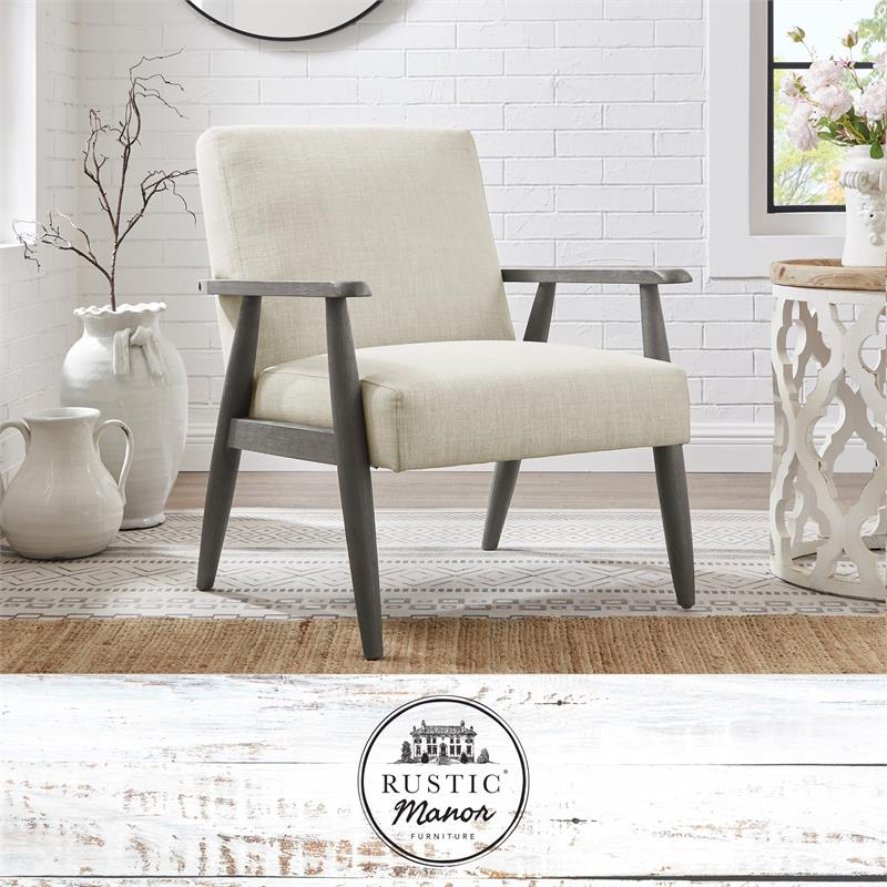 Alton  Armchair  Beige/Grey  Linen  Upholstered  Square  Arms