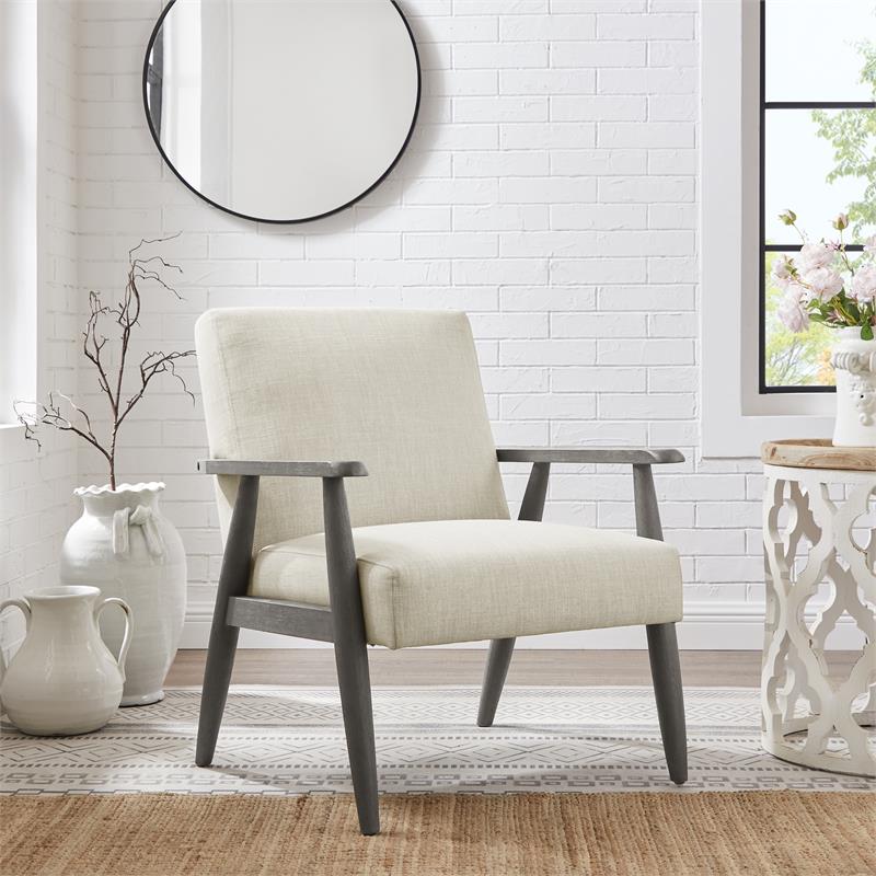 Alton  Armchair  Beige/Grey  Linen  Upholstered  Square  Arms
