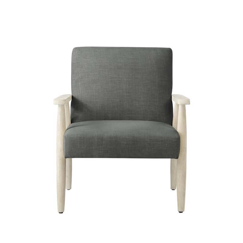 Alton  Armchair  Charcoal/Cream  Linen  Upholstered  Square  Arms