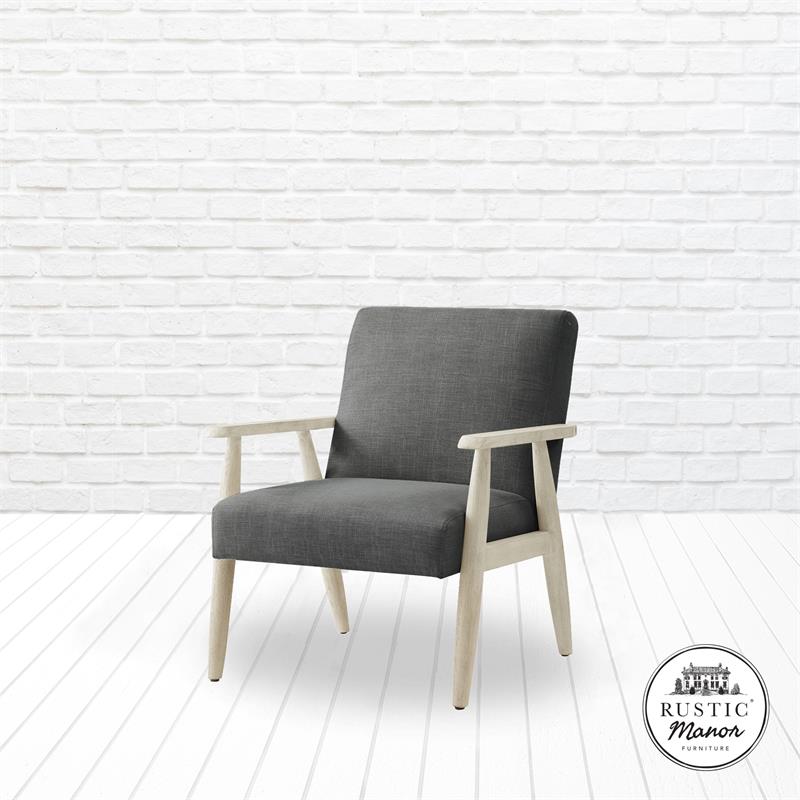 Alton  Armchair  Charcoal/Cream  Linen  Upholstered  Square  Arms