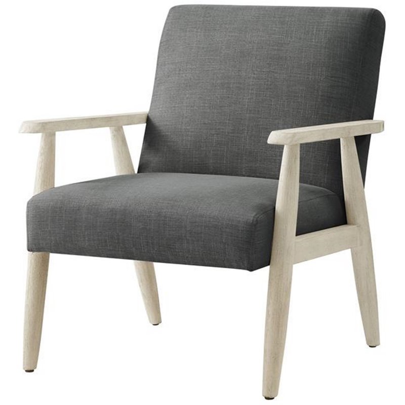 Alton  Armchair  Charcoal/Cream  Linen  Upholstered  Square  Arms