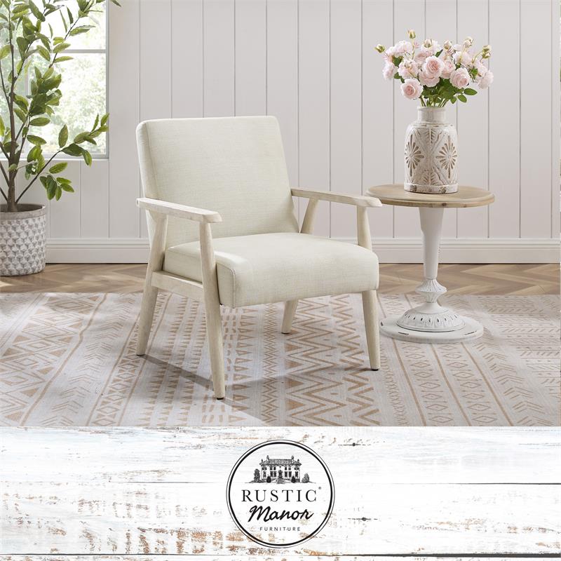 Alton  Armchair Beige/Cream  Linen  Upholstered  Square  Arms