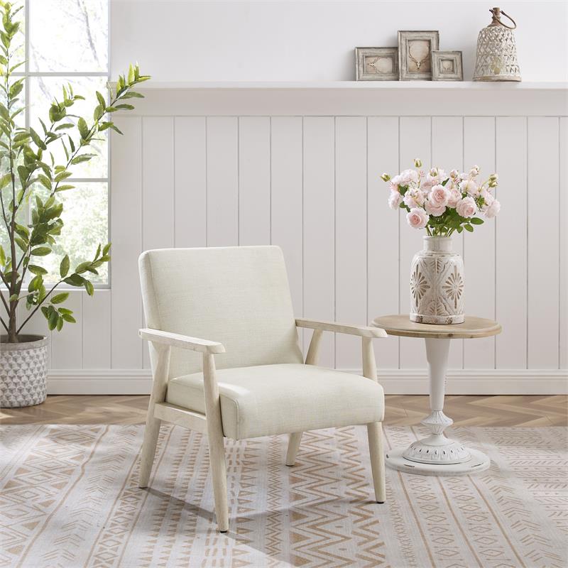 Alton  Armchair Beige/Cream  Linen  Upholstered  Square  Arms