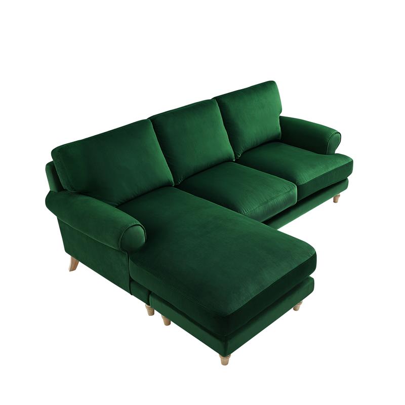 Lela Sofa Hunter Green Velvet  Upholstered Sinuous Spring