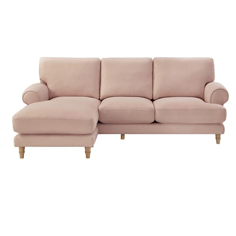 Lela Sofa Blush Linen Upholstered Sinuous Spring