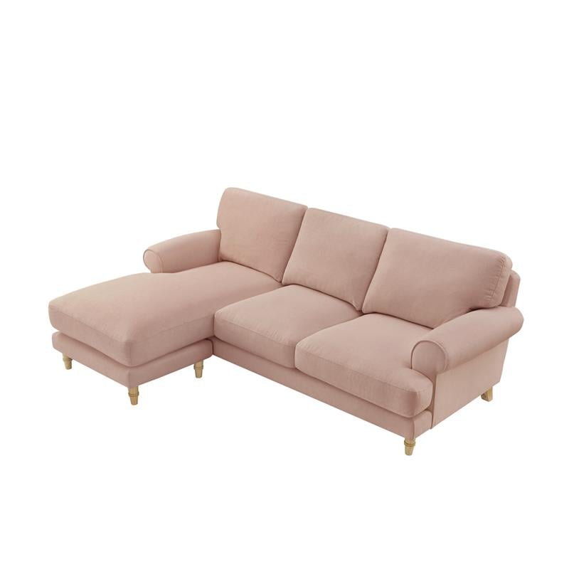 Lela Sofa Blush Linen Upholstered Sinuous Spring