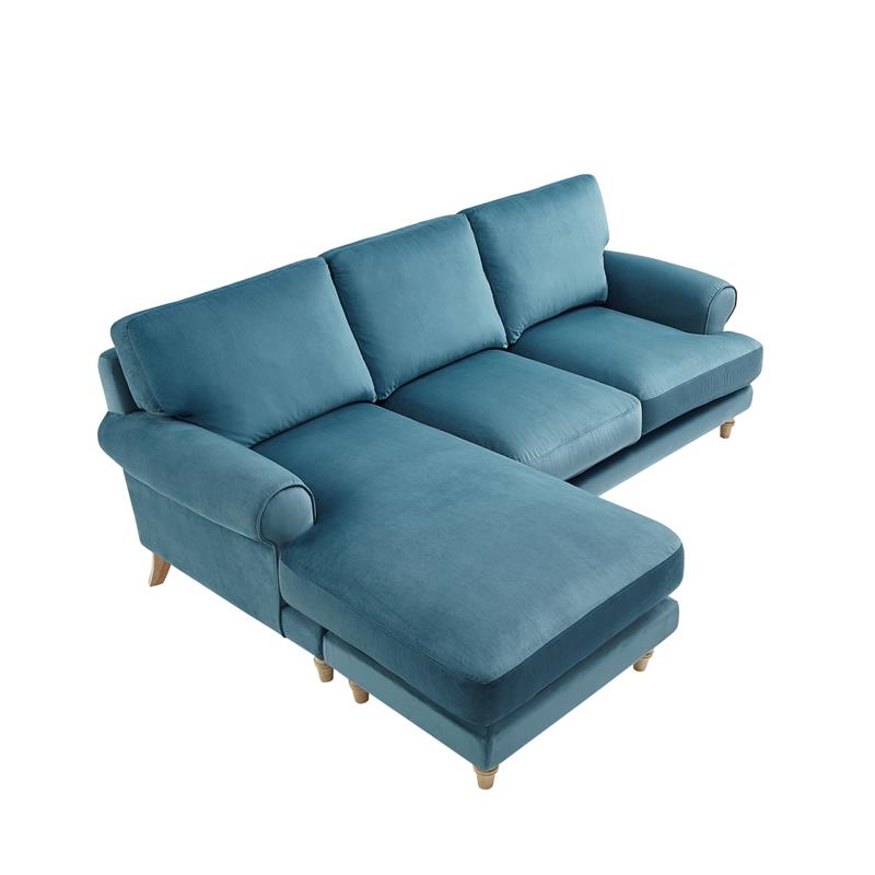 Lela Sofa Teal Velvet  Upholstered Sinuous Spring