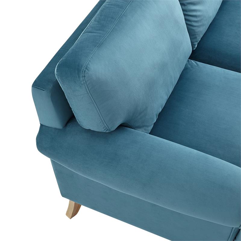 Lela Sofa Teal Velvet  Upholstered Sinuous Spring