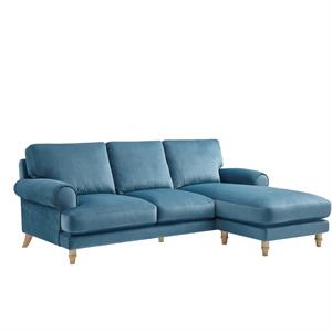 Lela Sofa Teal Velvet  Upholstered Sinuous Spring