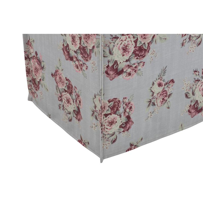 Capri  Ottoman  Manor  Floral  Linen  Upholstered  Piping  Accents