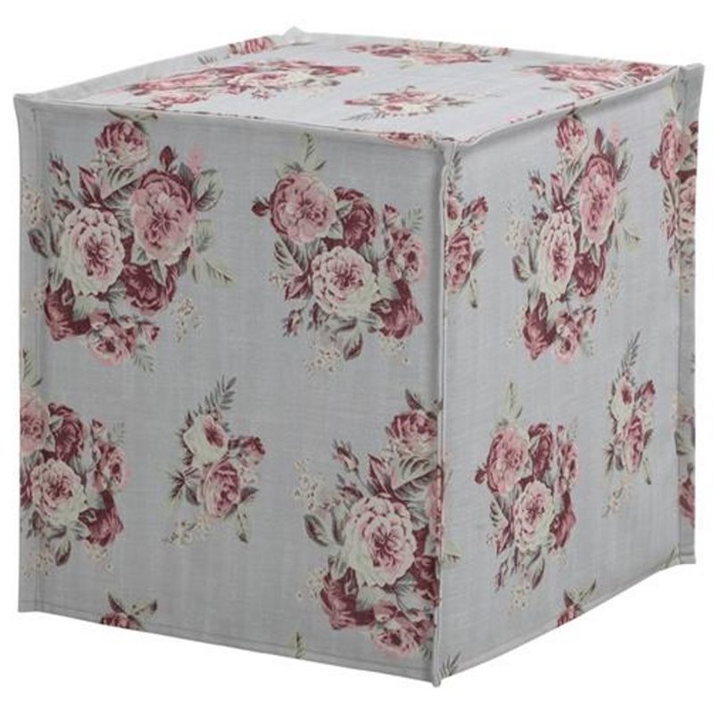 Capri  Ottoman  Manor  Floral  Linen  Upholstered  Piping  Accents